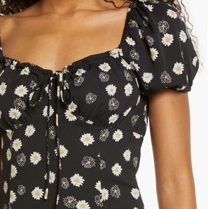 bp ditsy floral tie front mini dress EUC